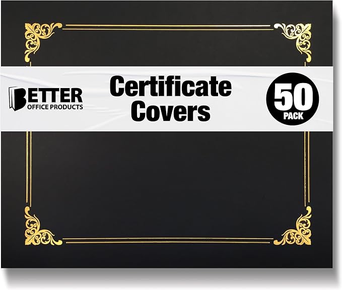 50 Pack Certificate Holders, Diploma Holders, Document Covers by BetterOfficeProducts