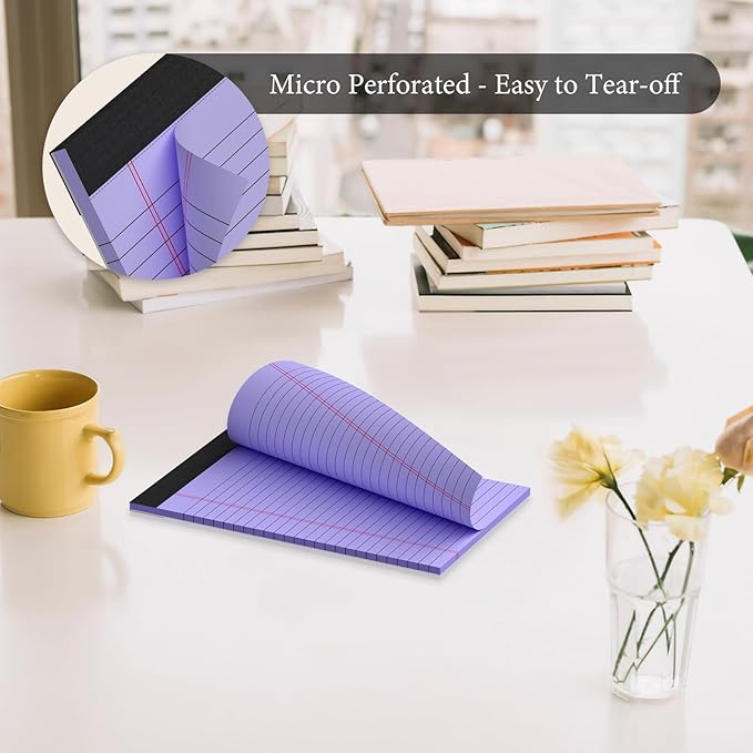 6 Pack Note Pads 5 x 8 Inch Colored Small Legal Pads 5 x 8 Pink Notepad Perforated Writing Pads Lined Paper Pads of Paper College Ruled Paper 30 Sheets Notebook To Do List for School, Office, Home-DeskLoop Office