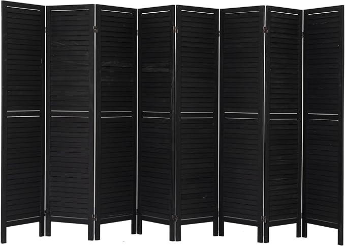 NicBex 8 Panel Room Divider,5.6FT Wood Room Dividers,Folding Privacy Screens Portable Freestanding Partition Wall Dividers for Room Separation,Home Bedroom Office,Black-DeskLoop Office