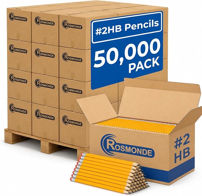 Rosmonde 50, 000 Pack Pencils Bulk, Pre Sharpened #2, by Rosmonde