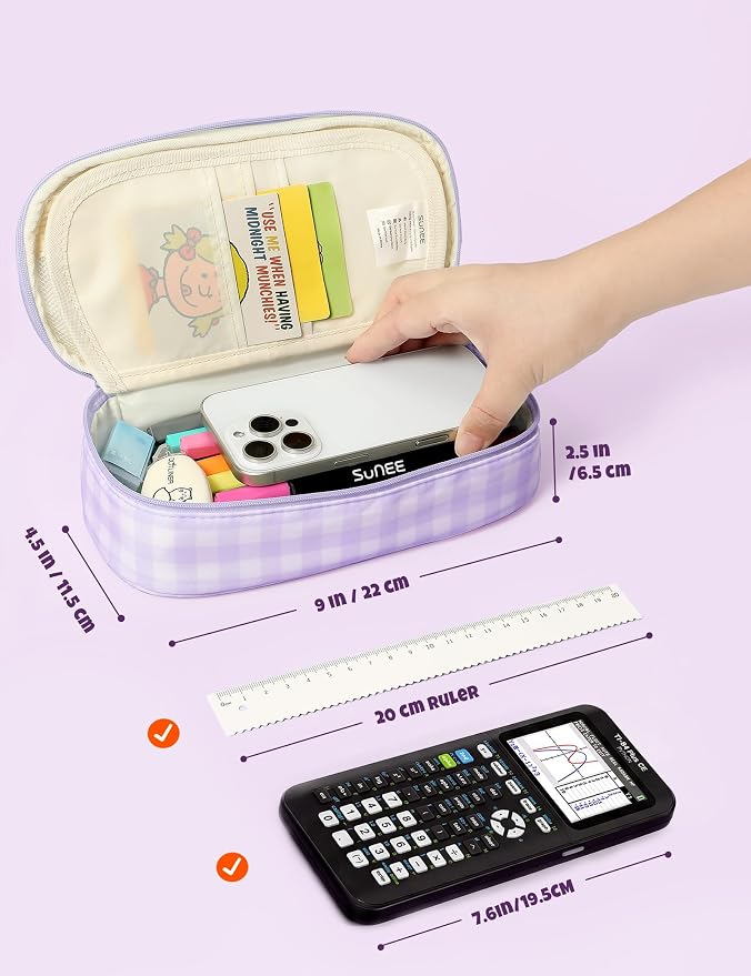 SUNEE Cute Pencil Case, Large Colored Pencil Pouch, Aesthetic Pen Bag - Image 5