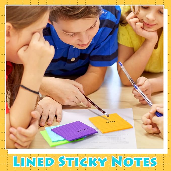 Yexiya 64 Pcs Lined Sticky Notes Self Stick Notes with Lines Bright Assorted Colors Sticky Pad for Home Office Products Post Memos, 1920 Sheets(4 x 4 Inch,Chic Color)-DeskLoop Office