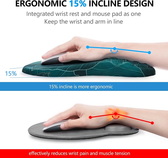 Ergonomic Mouse Pad with Wrist Support and Keyboard Wrist Rest Set | Memory - Image 2