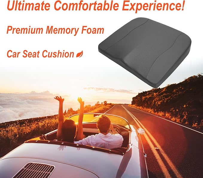 Car Seat Cushion, Comfort Memory Foam Car Cushions for Driving - Sciatica & Lower Back Pain Relief, Driver Seat Pillow for Auto, Office Chair, Wheelchair - Classic Grey-DeskLoop Office