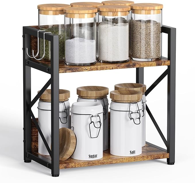 Spice-Rack-Organizer-Shelf for Kitchen Counter, 2 Tiers Coffee Bar Station by RUILALIFE