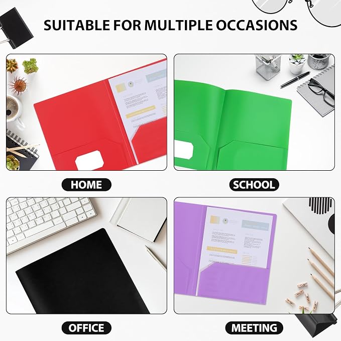 Plastic Folders with Pockets, 6 Rainbow Colors, 2 Pocket, Letter Size | 8.5x11 - Image 4