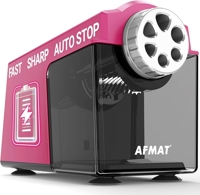 AFMAT Electric Pencil Sharpener Heavy Duty, 6 Holes, Cordless & Rechargeable by AFMAT