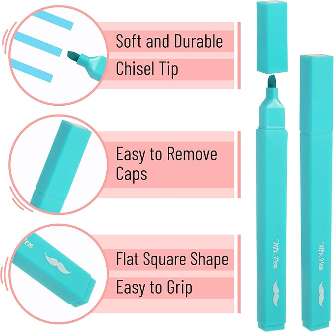 Mr. Pen- Aesthetic Highlighters No Bleed, 10 Pack, Pastel Colors | Chisel Tip - Image 4