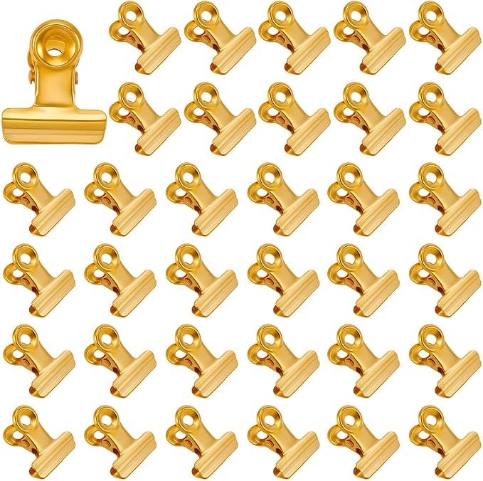 CRASPIRE 35Pcs Gold Bulldog Clips Binder Stainless Steel Metal Hinge Mini Clips by CRASPIRE