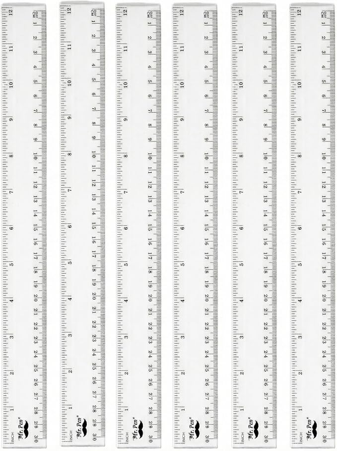 Mr. Pen- Bulk Plastic Rulers, 12 Inch, 6 Pack, Easy-to-Read Markings | by MrPen