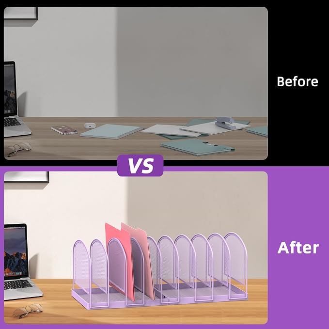 SUPEASY File Organizer 9-Section Mesh Desk Organizer, Upright File Organizer - Image 7