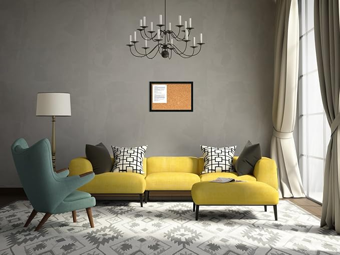 Amanti Art Natural Cork Board for Wall, 18x26 Vision Board with Black Wood Frame, Medium Corkboard Office Decor for Home Organization, Modern Contemporary Corkboard Pinboard to display items for home-DeskLoop Office