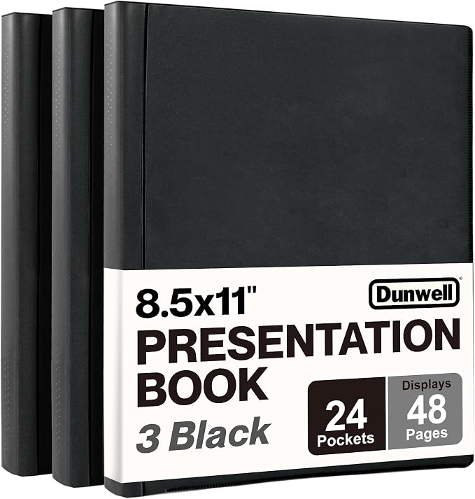 Dunwell Presentation Binder 24-Pocket, Displays 48 Pages, 8.5x11 Portfolio by Dunwell