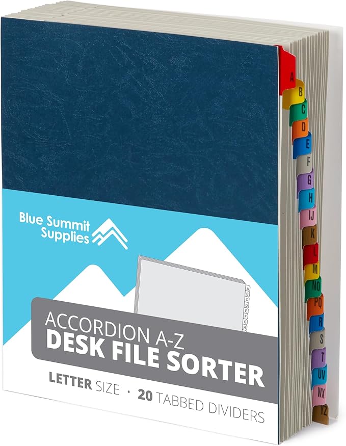 Blue Summit Expanding Desk File Sorter Organizer, Alphabetical File Organizer by BlueSummitSupplies