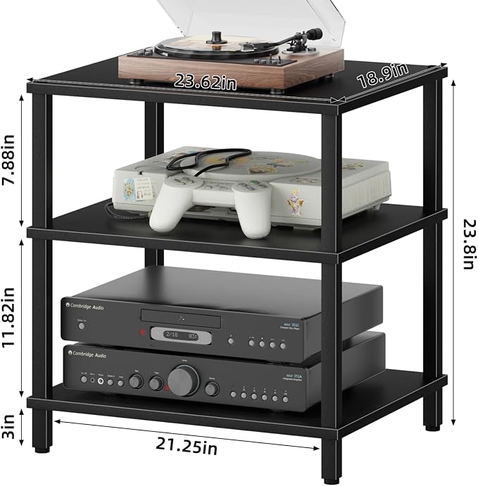 LELELINKY 3-Tier AV Media Player Stand Set of 2, Wooden TV Stand, Game Console - Image 3