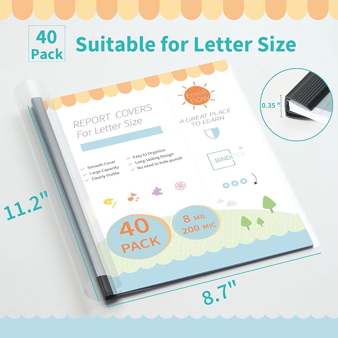 Binditek 40 Pack Heavyduty Clear Report Covers - Image 2
