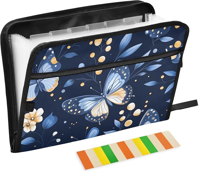 Expanding File Folder Butterfly Butterflies Blue Accordion File Organizer 13 by ALAZA