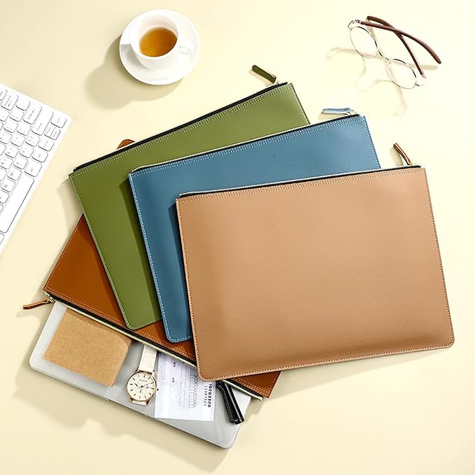 PU Leather A4 File Folder Zipper Document Holder Envelope Folder Case - Image 9