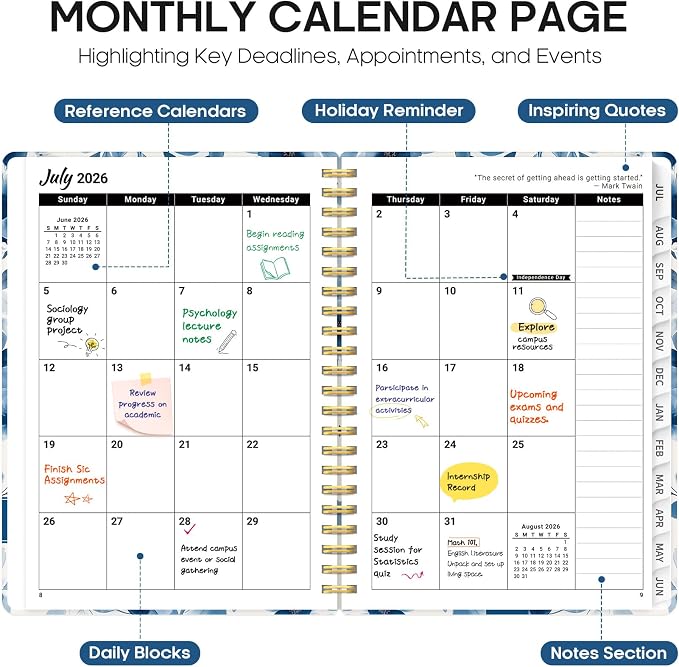 Planner 2026-2027, Academic Year Monthly and Weekly Calendar Planner, Jul 2026 - Image 2
