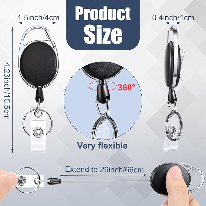 Honoson 40 Pcs Heavy Duty Retractable Badge Reels Batch ID Badge Holder - Image 2
