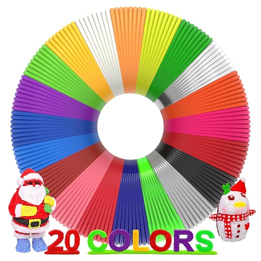 3D Pen Filament 400 Feet 20 Colors, dikale 3D Printing Pen Refills PLA Bonus by dikale