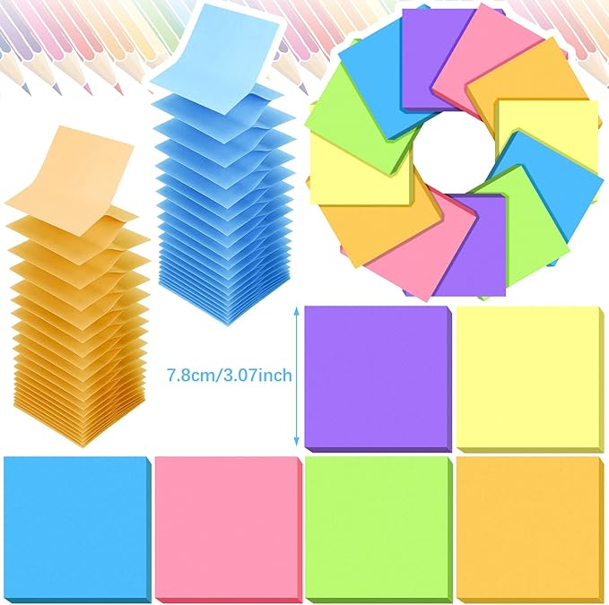 24 Pack Pop Up Sticky Notes 3 x 3 Refills 1200 Sheets Colored Sticky Notes Self Adhesive Memo Pads for Home Office Supplies(Dark Color, Classic)-DeskLoop Office