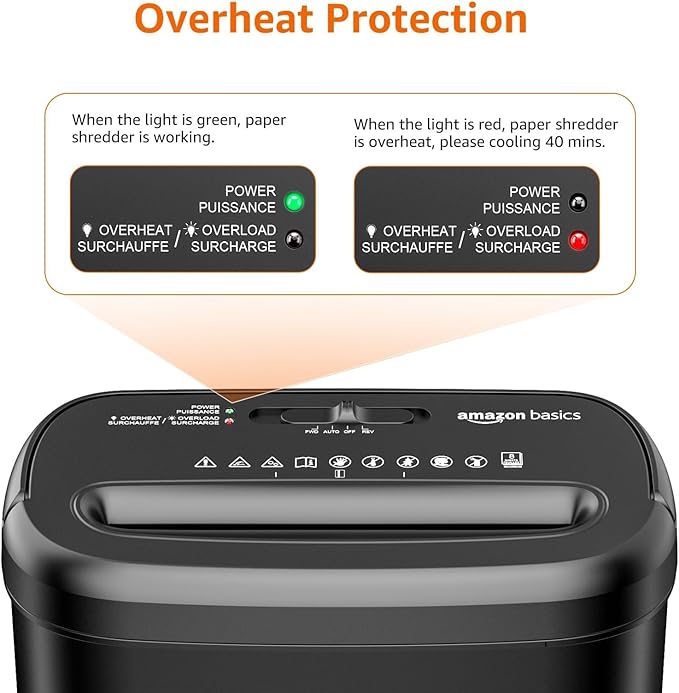 Amazon Basics 8-Sheet Cross Cut Paper Shredder and Credit Card Shredder - Black