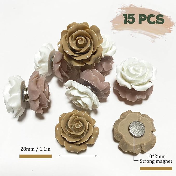 15 pcs - Cute Flower Magnets - Rose Magnets - Image 3