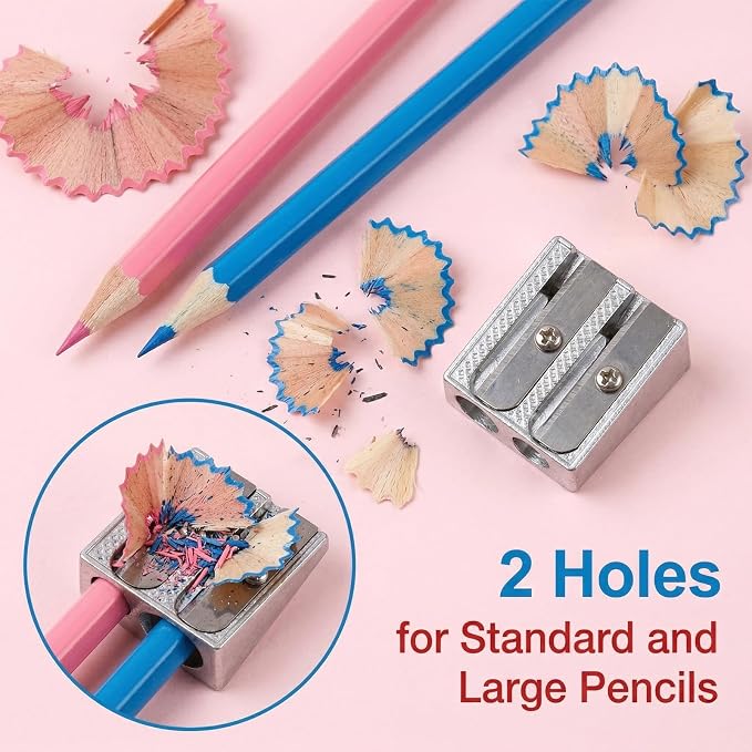 12 Pack Pencil Sharpener 8 Pcs Handheld Double Hole Pencil Sharpener and 4 Pcs - Image 5