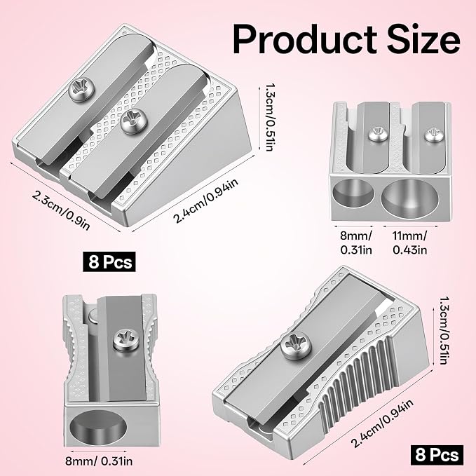12 Pack Pencil Sharpener 8 Pcs Handheld Double Hole Pencil Sharpener and 4 Pcs - Image 2