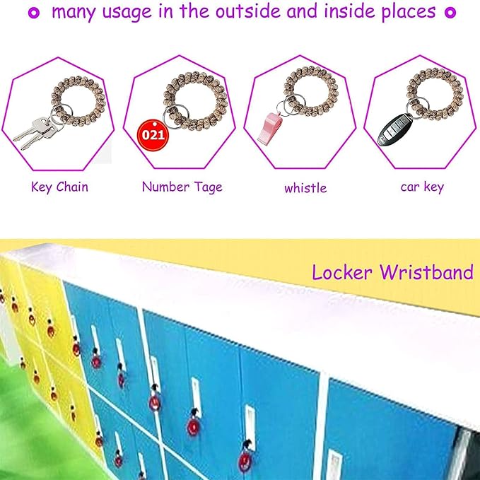 BIHRTC Pack of 6 Keychain Bracelet Wristlet Wrist Key Chain Holder Spring - Image 7