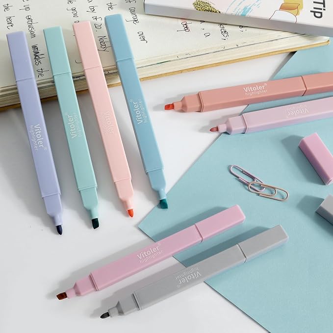 Vitoler 8pcs Aesthetic Highlighters, Chisel & Fine Tips Bible Highlighters | - Image 4
