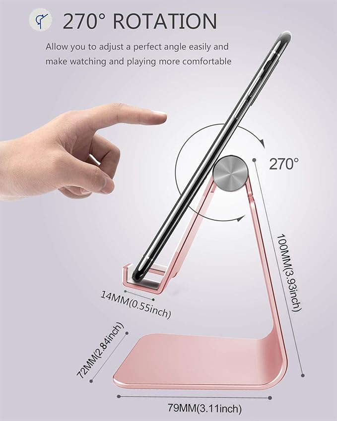CreaDream Adjustable Cell Phone Stand, Phone Stand, Aluminum Desktop Stand - Image 3