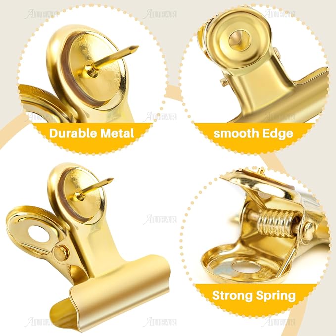 AUEAR, 30 Pack Metal Push Pin Clips Bulldog Heavy Duty Thumb Tacks - Image 5