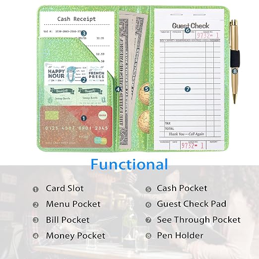 ACdream Server Books for Waitress, Guest Book Note Pad, Cute Pocket Leather - Image 3