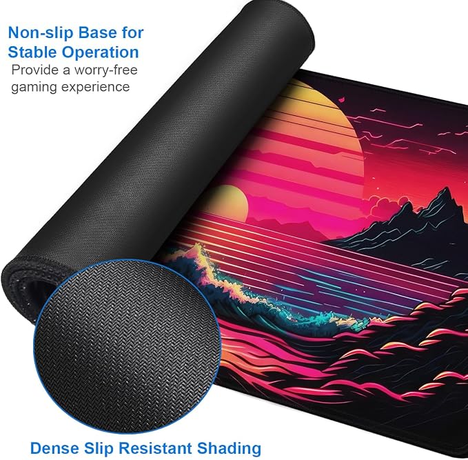 Mouse Pad, 31.5x15.7 inch Large Extended Computer Keyboard Mouse Mat, Water - Image 4