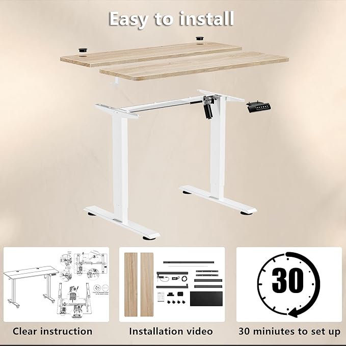 Himimi Electric Standing Desk 55 x 24 inch for Home Office,Sit-Stand Adjustable Desk with Memory Presets,Height Adjustable Desk for Gaming/Working,Free Hook, Lockable Wheels,Mouse Pad,Oak-DeskLoop Office