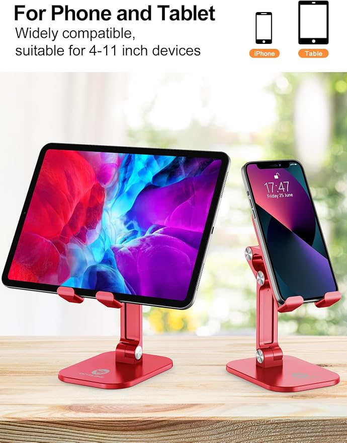 OCYCLONE Phone Stand, Adjustable Height and Angle Foldable Cell Phone Stand - Image 4