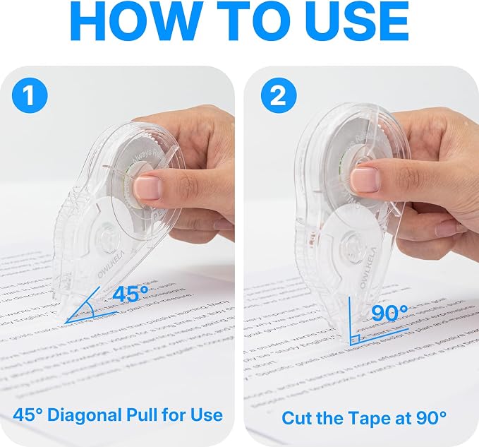 OWLKELA 2 Pack Plus Correction Tape, Tear-Resistant White Correction Tape - Image 3