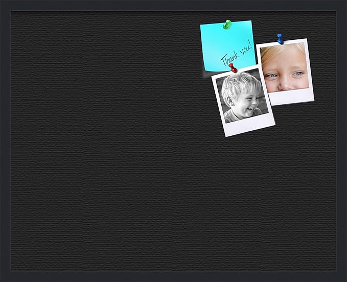 PinPix 30x24 Inch Cork Bulletin Board. This Decorative Framed Pin Board Comes with Solid Black Design and a Satin Black Frame. Ideal for Home Office Decor or Message Board (PinPix-622)-DeskLoop Office