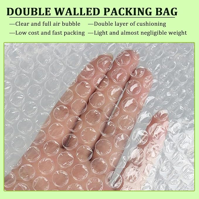 Clear Bubble Out Bags Pouches 14x18 Inch, 20 PCS Moving Supplies for Dishes, Double Walled Shockproof Bubble Cushion Wrap Bags for Storage, Shipping, Packing Supplies for Fragile Items