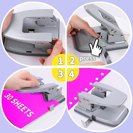 Hole Punches, 2 Hole Punch, Adjustable Two Hole Punch, Heavy Duty 2-Hole Punches - Image 6