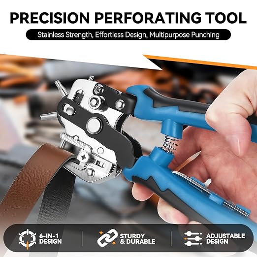 Auto Dynasty 6-in-1 Hole Punch Tools Multi-Purpose Stainless Steel Adjustable - Image 2