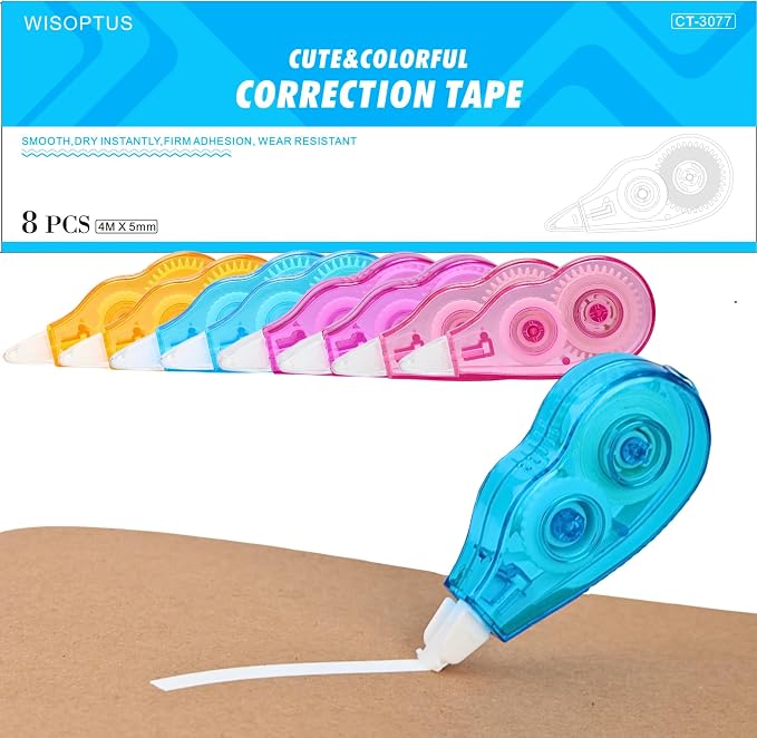 8-Pack Correction Tape, Dry Instant Tear-Resistant and Silent, School Office by WISOPTUS