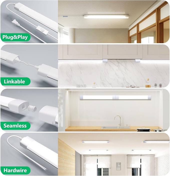 Modlicht LED Shop Light Fixture, 2FT Linkable 18W Plug in Wall Light, 5000K - Image 4