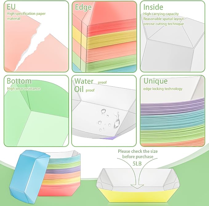 100 Pack Extra Large 5Lb Paper Food Boat Trays Disposable Paper Boat Containers - Image 3