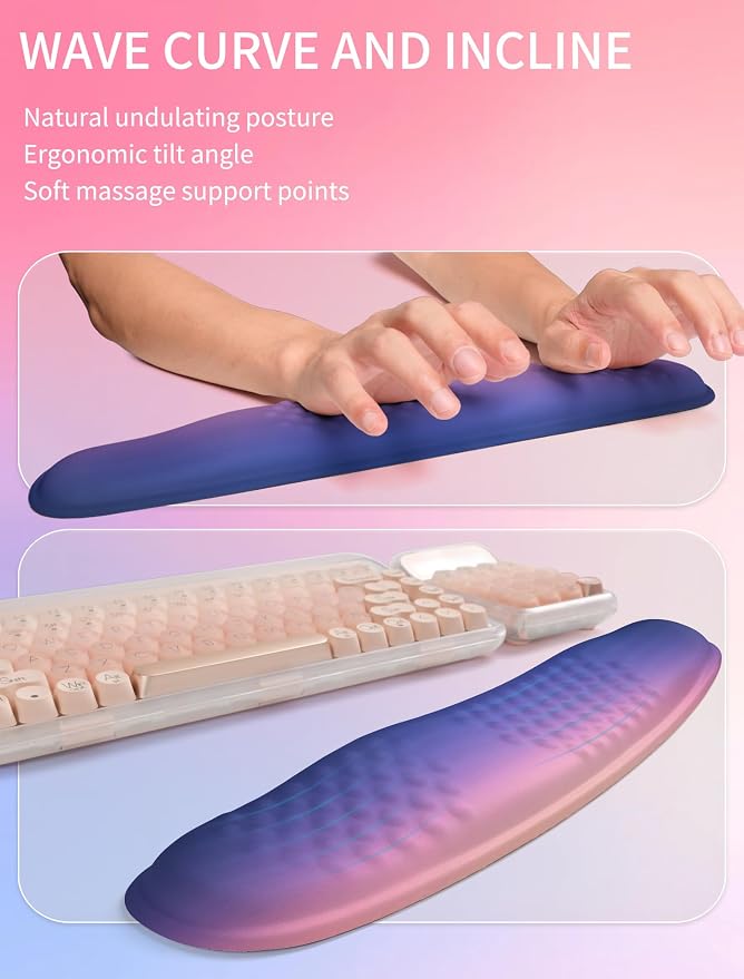 Hokafenle 2in1 Combination, Wave Keyboard Wrist Rest and Ergonomic Curvature - Image 2
