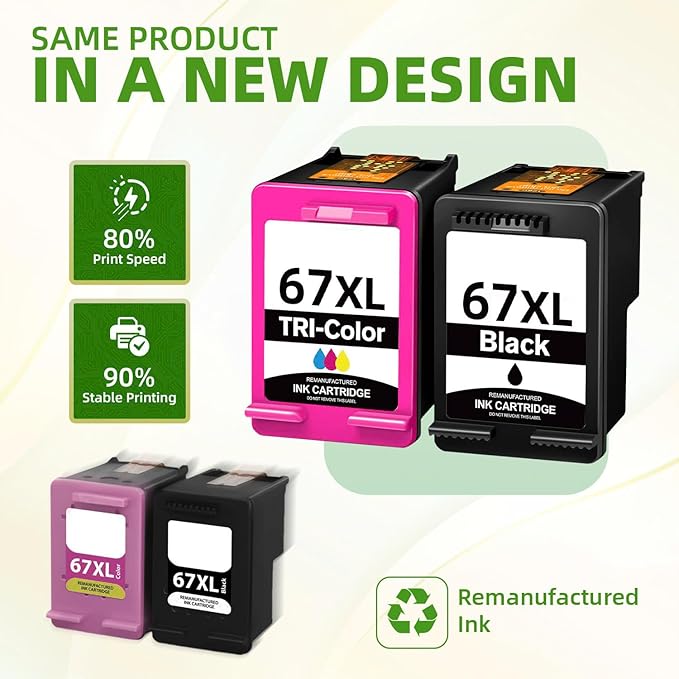 Hp Ink 67 & 67XL HP Printer Ink - Black Color Combo Pack for Hp 67 Ink Cartridges, HP 67XL Ink, DeskJet 2855e 2755e 2700 2700e 2800e 4155e 4255e 2827e 4100e 4227e, Envy 6055e 6000 6400 6455e Printer-DeskLoop Office