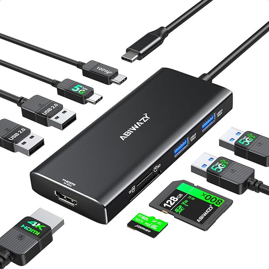 Hub Multiport Adapter for MacBook Pro/Air, 9 in 1 Accessories Mac USB C Dongle Dock Adapter with HDMI, SD/TF Card Reader, USB C Port, PD 100W and 4 USB for Dell XPS, Lenovo HP Laptops-DeskLoop Office