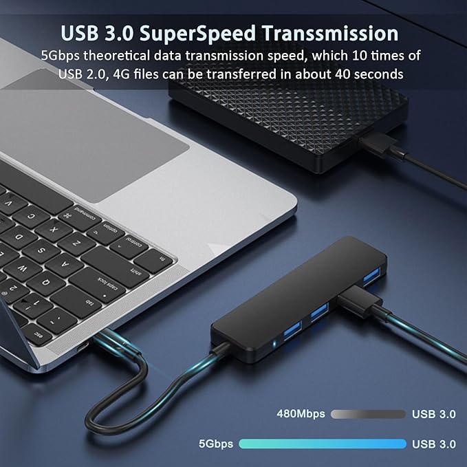 USB Hub, VIENON 4-Port USB 3.0 Hub USB Splitter USB Expander - Image 3